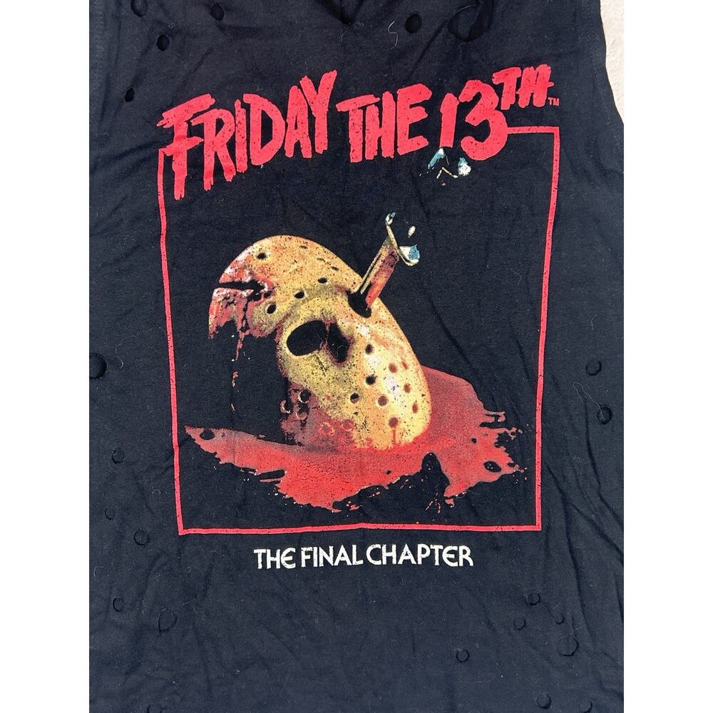 Hot Topic Friday the 13th Tank Top Unisex Sz M Black Red Distressed Final Chaptr